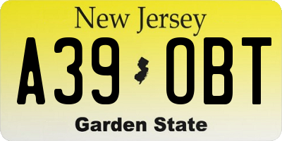 NJ license plate A39OBT