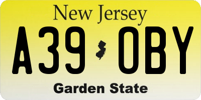 NJ license plate A39OBY
