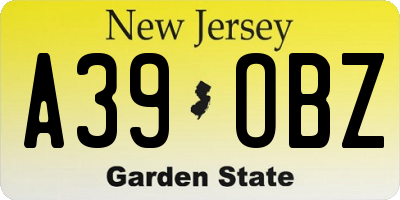 NJ license plate A39OBZ