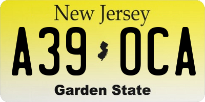 NJ license plate A39OCA