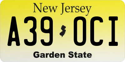 NJ license plate A39OCI