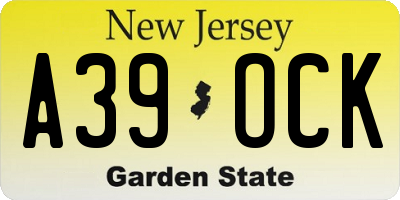 NJ license plate A39OCK