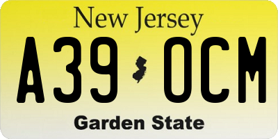 NJ license plate A39OCM