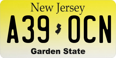 NJ license plate A39OCN