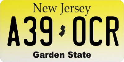 NJ license plate A39OCR