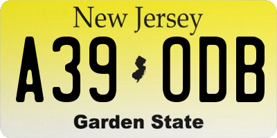 NJ license plate A39ODB