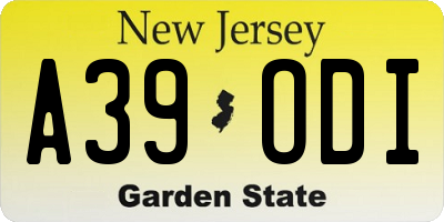 NJ license plate A39ODI