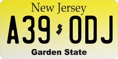 NJ license plate A39ODJ