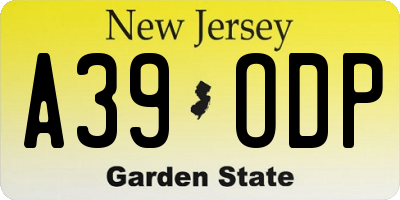 NJ license plate A39ODP