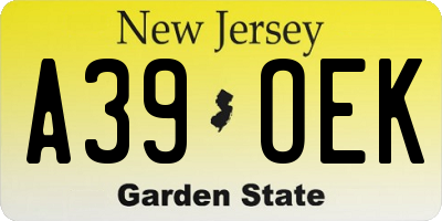NJ license plate A39OEK