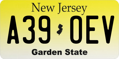 NJ license plate A39OEV