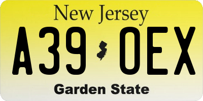 NJ license plate A39OEX