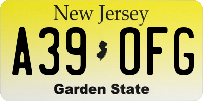 NJ license plate A39OFG
