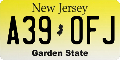 NJ license plate A39OFJ
