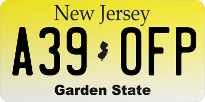 NJ license plate A39OFP