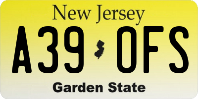 NJ license plate A39OFS