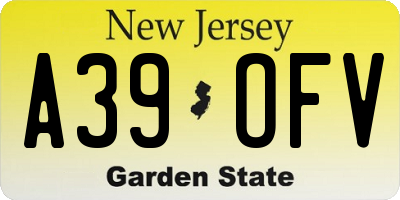 NJ license plate A39OFV
