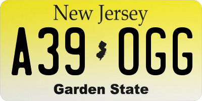 NJ license plate A39OGG