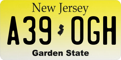 NJ license plate A39OGH