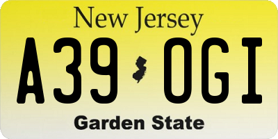 NJ license plate A39OGI