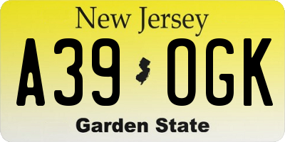 NJ license plate A39OGK