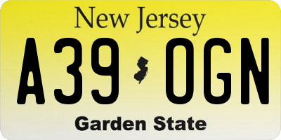NJ license plate A39OGN