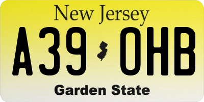 NJ license plate A39OHB