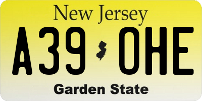 NJ license plate A39OHE