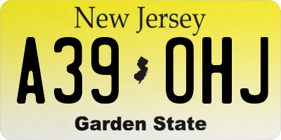NJ license plate A39OHJ