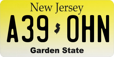NJ license plate A39OHN