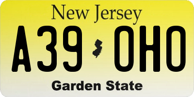 NJ license plate A39OHO