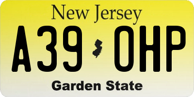 NJ license plate A39OHP