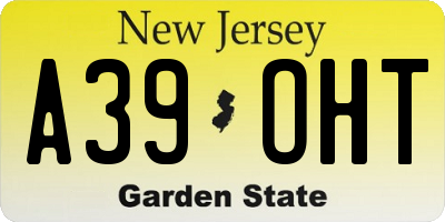 NJ license plate A39OHT
