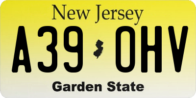 NJ license plate A39OHV