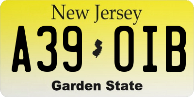 NJ license plate A39OIB