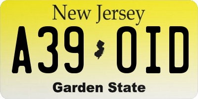 NJ license plate A39OID