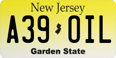 NJ license plate A39OIL