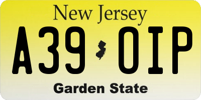 NJ license plate A39OIP
