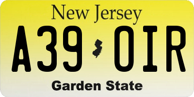 NJ license plate A39OIR