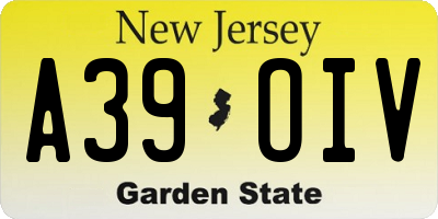 NJ license plate A39OIV