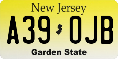NJ license plate A39OJB
