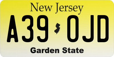 NJ license plate A39OJD