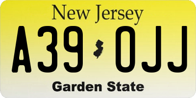 NJ license plate A39OJJ