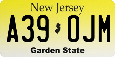 NJ license plate A39OJM