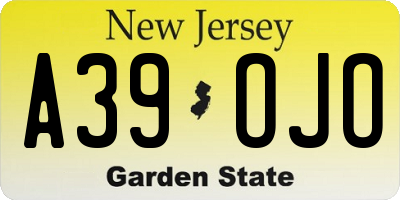 NJ license plate A39OJO