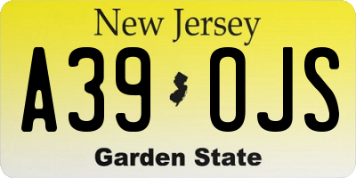 NJ license plate A39OJS