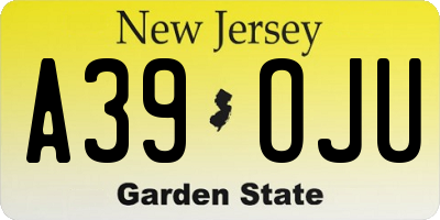 NJ license plate A39OJU