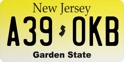 NJ license plate A39OKB
