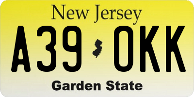 NJ license plate A39OKK