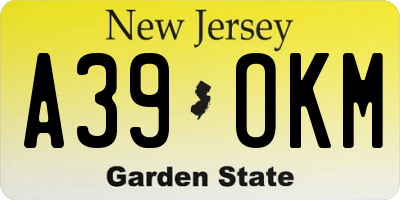 NJ license plate A39OKM